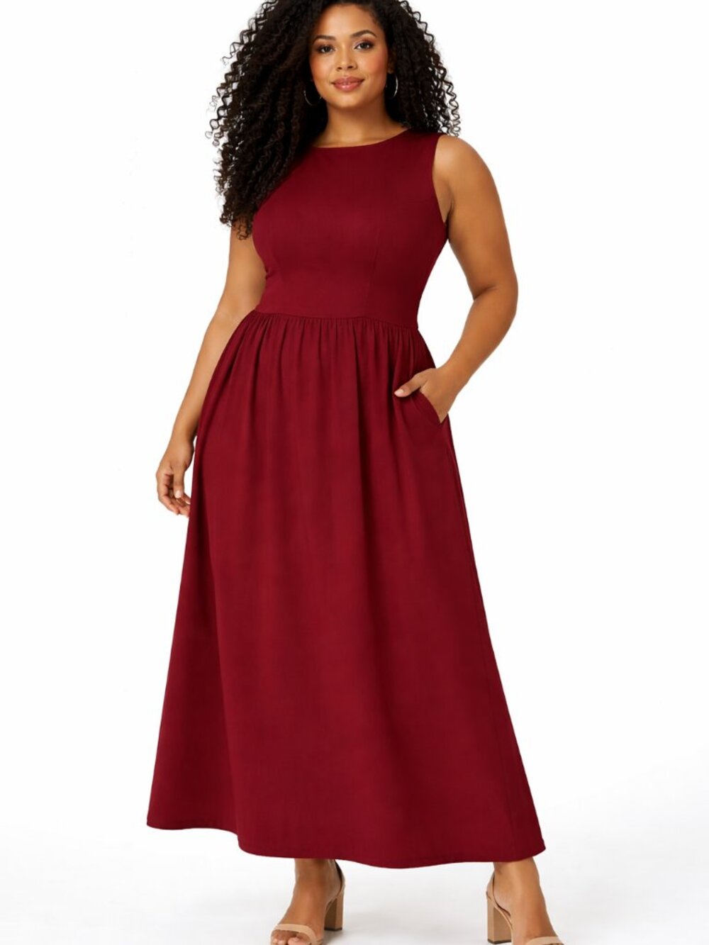 WeWoreWhat Burgundy Maxi Dress Sleeveless Waistband Size size s